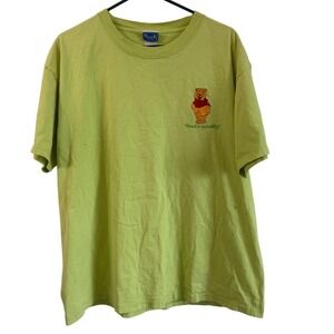 Vintage 90s Lime Green Disney Winnie the Pooh Cuddly T Shirt Cotton XL women men